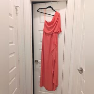 BCBGMaxazria One Shoulder Coral Cocktail Dress Size 2 XS